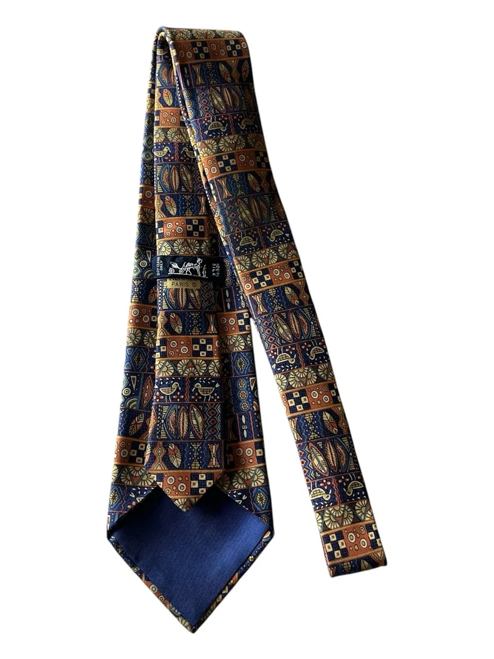 Hermes Blue and orange Patterned Silk Tie